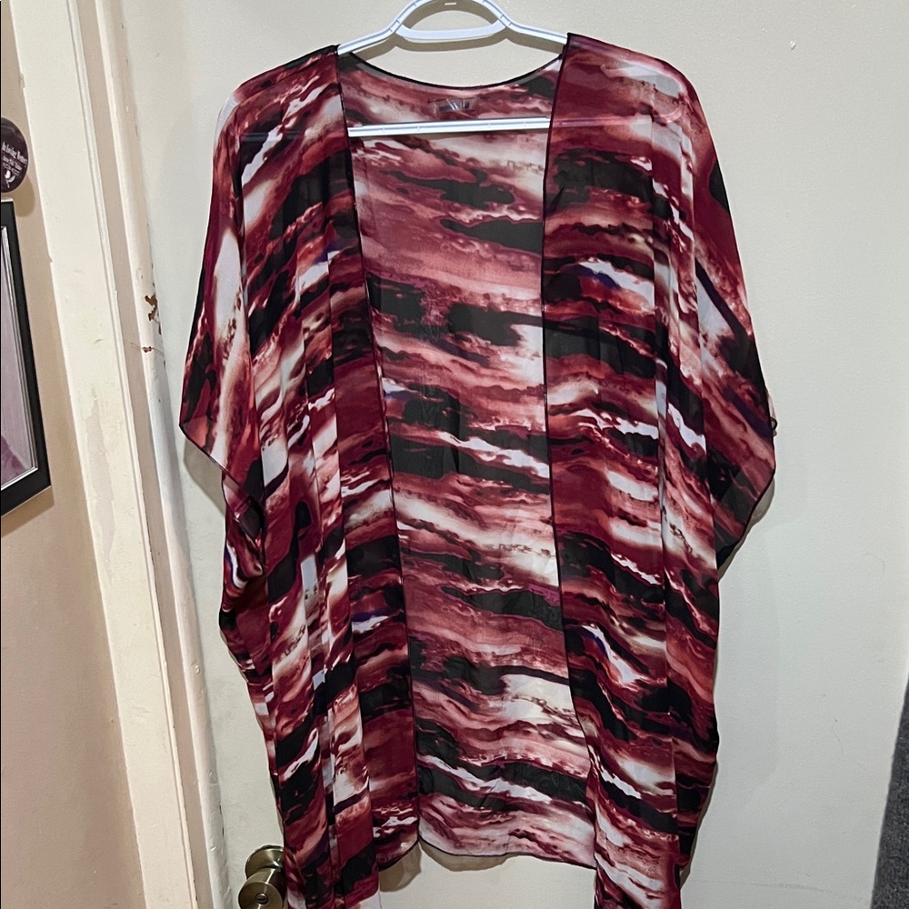 Swimsuits For All Women's Kimono Cardigan - Red and Black